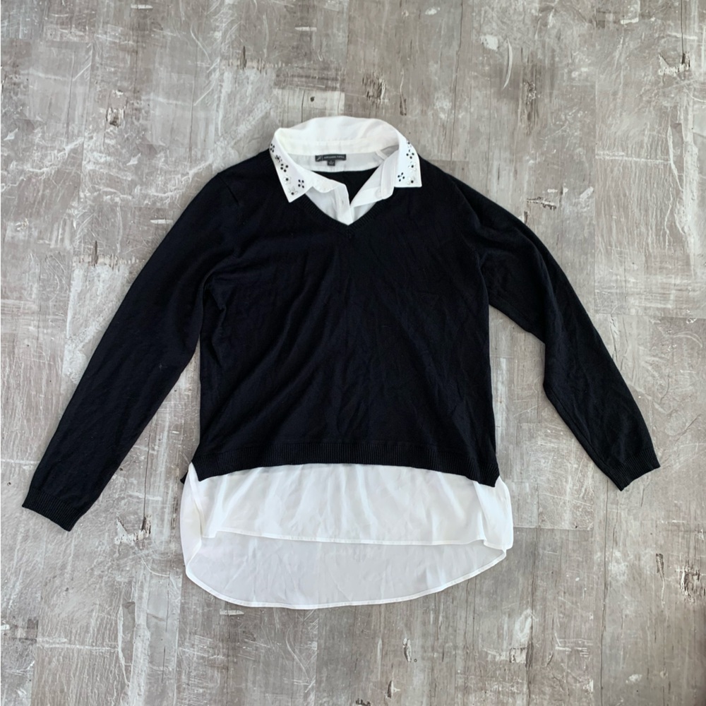 Faux layered blouse cardigan